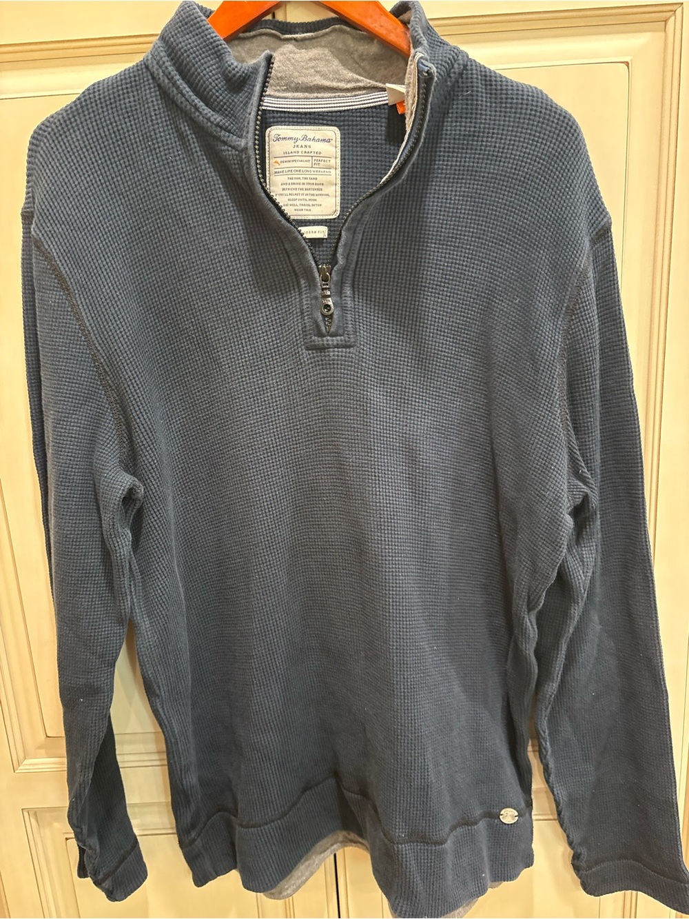 Tommy Bahama Men's Slate Blue Waffle Half-Zip Sweater